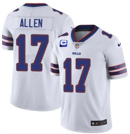 Women's Buffalo Bills #17 Josh Allen White Stitched Jersey With C Patch(Run Small)